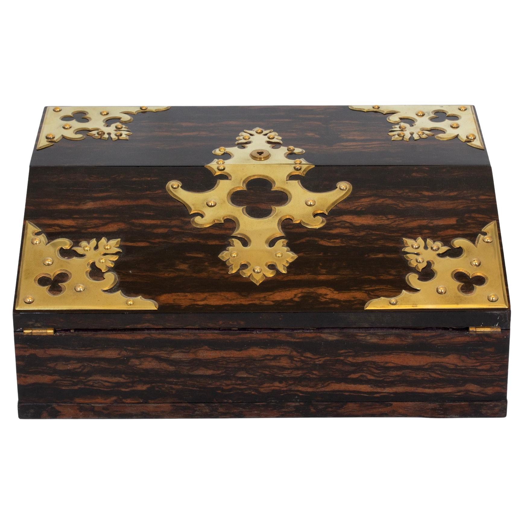 Antique English Writing Box by George Betjemann 
Sons Veneered in Coromandel