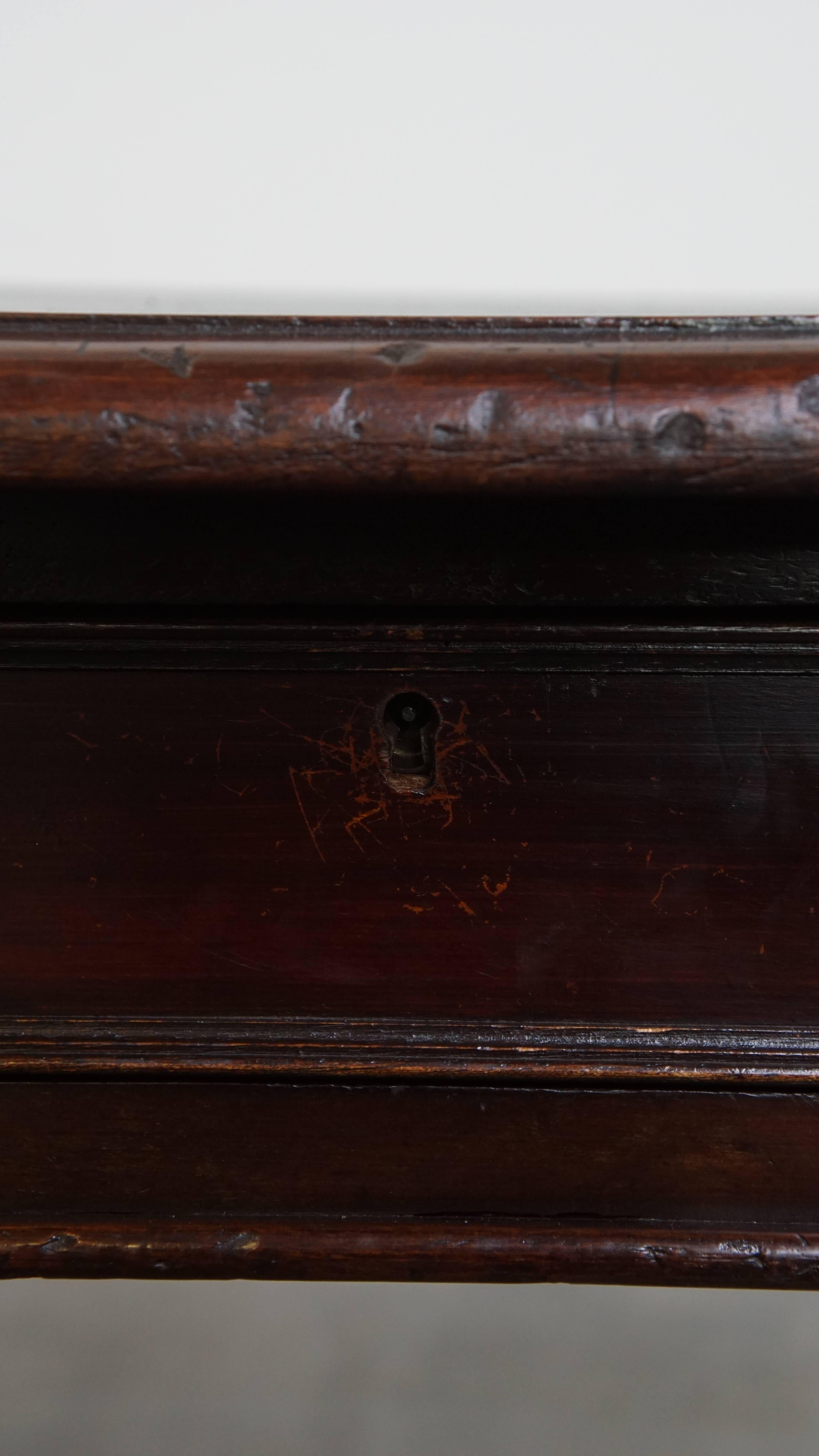 Antique English Writing Table with Blue Leather Top, Mid-19th Century For Sale 5