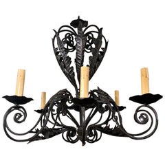 Used English Wrought Iron Chandelier