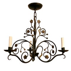 Antique English Wrought Iron Chandelier