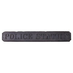 Antique English Wrought Iron Police Station Sign with Briggs Barrow Mark