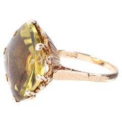 Antique English Yellow Gold Citrine Ring, Size 8
