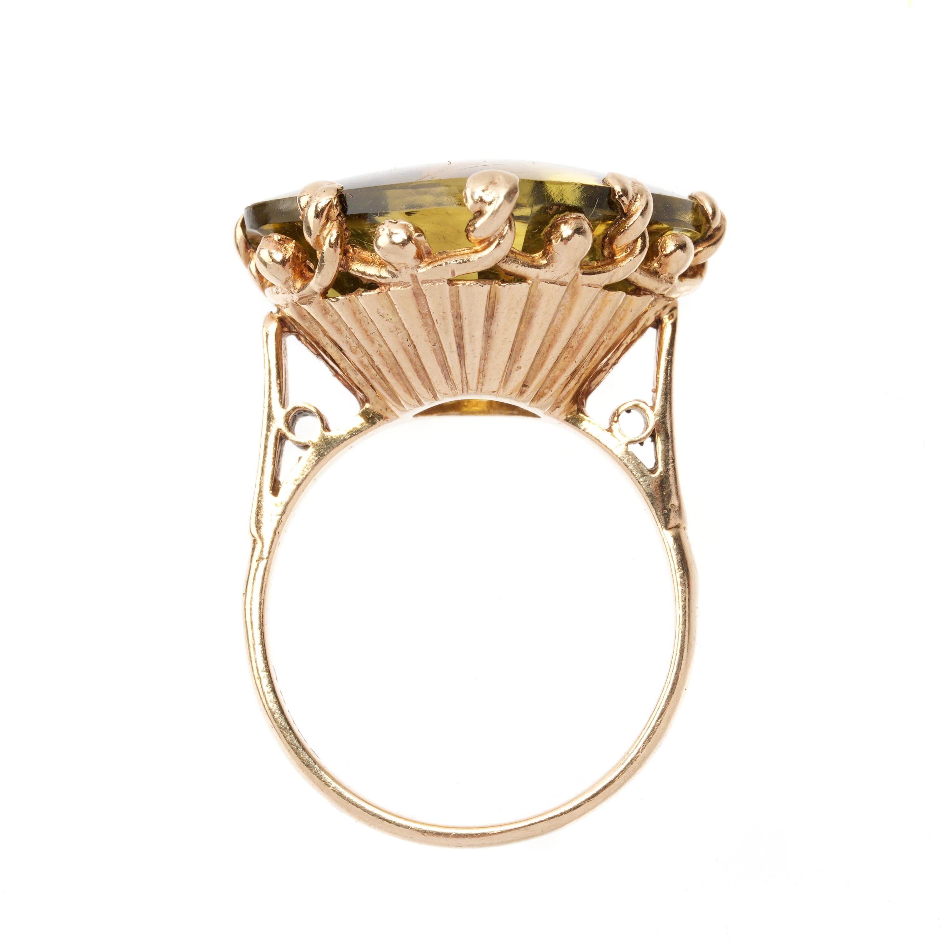Antique English Yellow Gold Citrine Ring, Size 8 For Sale 3