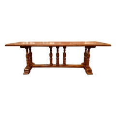 Antique English Yew Wood Trestle Table, Circa 1860