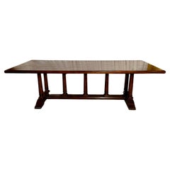 Antiker englischer Trestle-Tisch aus Eibenholz, um 1900.