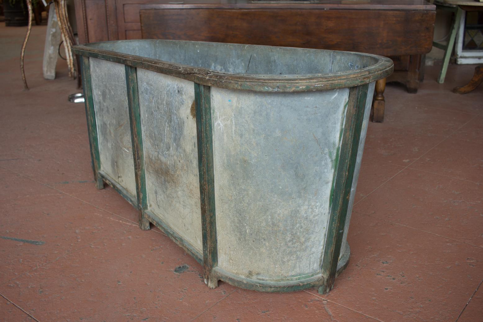 19th Century Antique English Zinc Bathtub