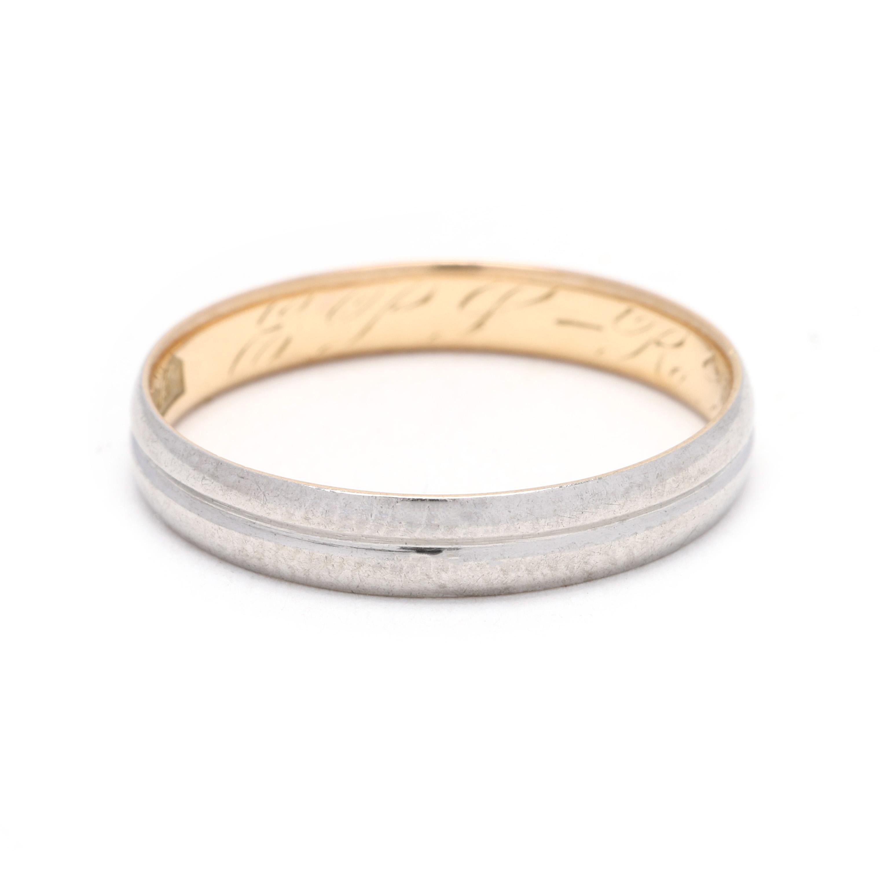 Embrace the timeless elegance of our Antique Engraved Band Ring, expertly crafted from 18K Yellow and White Gold. Designed for ring size 7, this exquisite band features intricate engravings that showcase vintage charm and sophisticated
