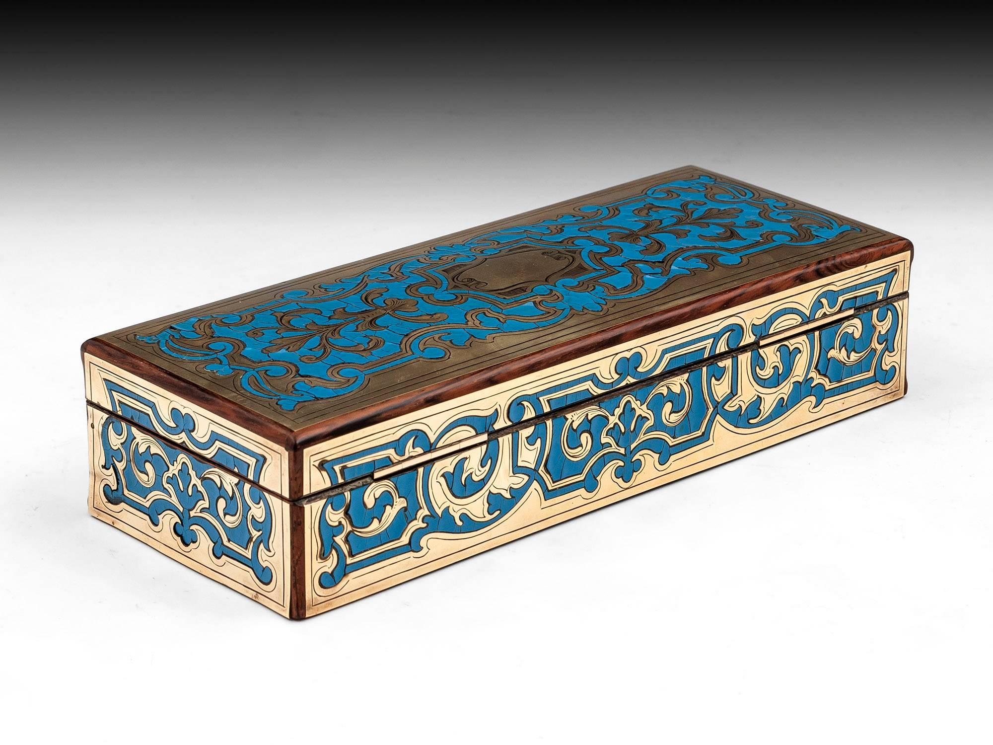 Boulle Engraved Brass French Antique Sewing Box, 19th Century 2