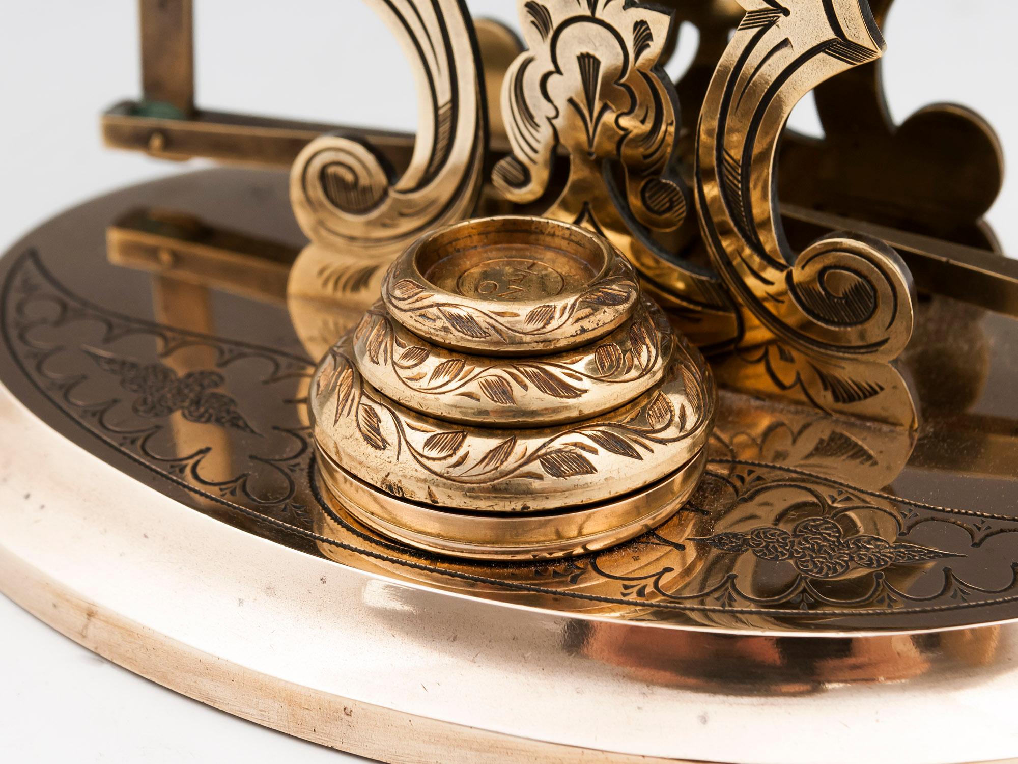 Antique Engraved Brass Postal Scales 19th Century For Sale 2