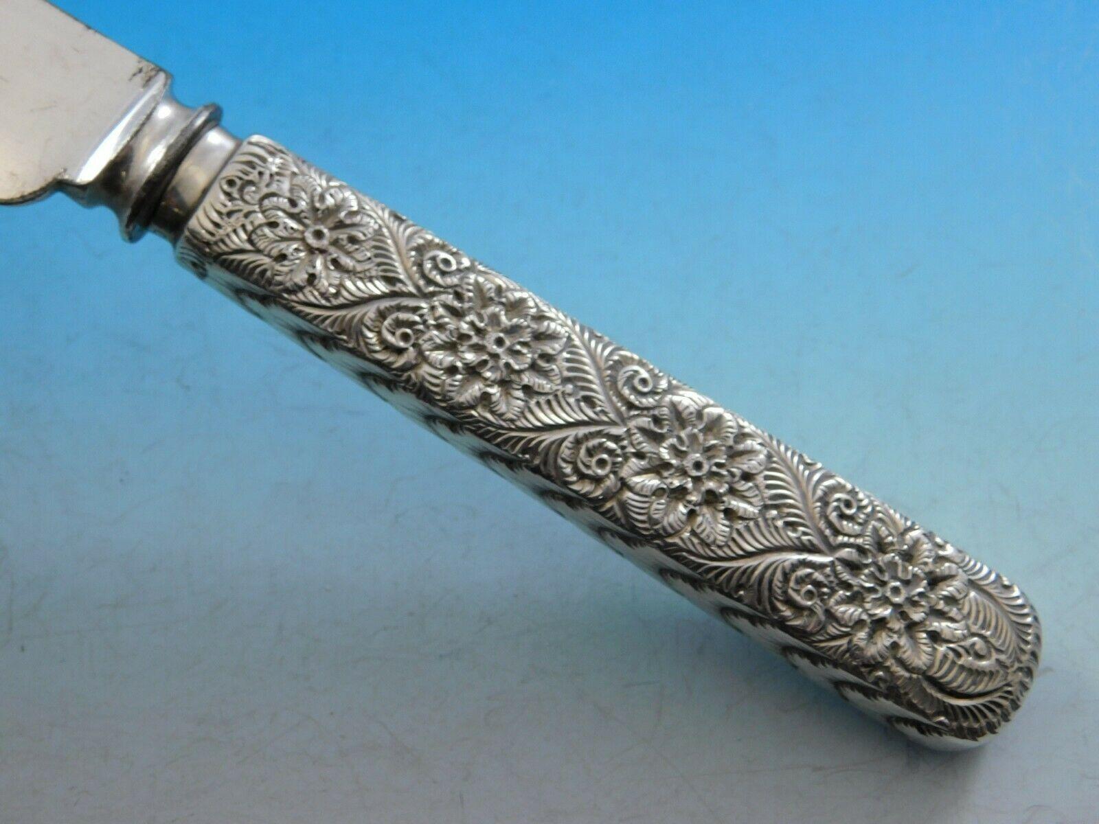 Antique Engraved by Tiffany & Co. Sterling Silver Banquet Knife In Excellent Condition In Big Bend, WI