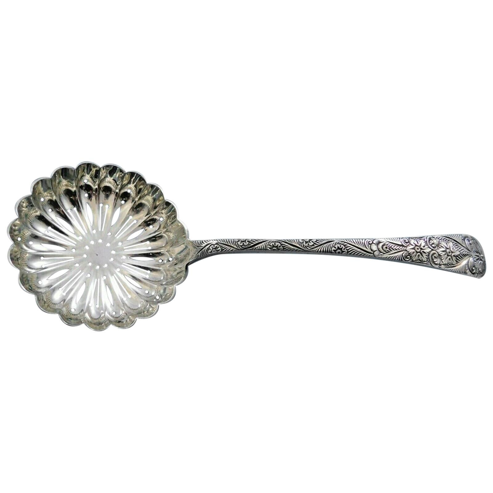 Antique Engraved by Tiffany & Co. Sterling Silver Pea Serving Spoon
