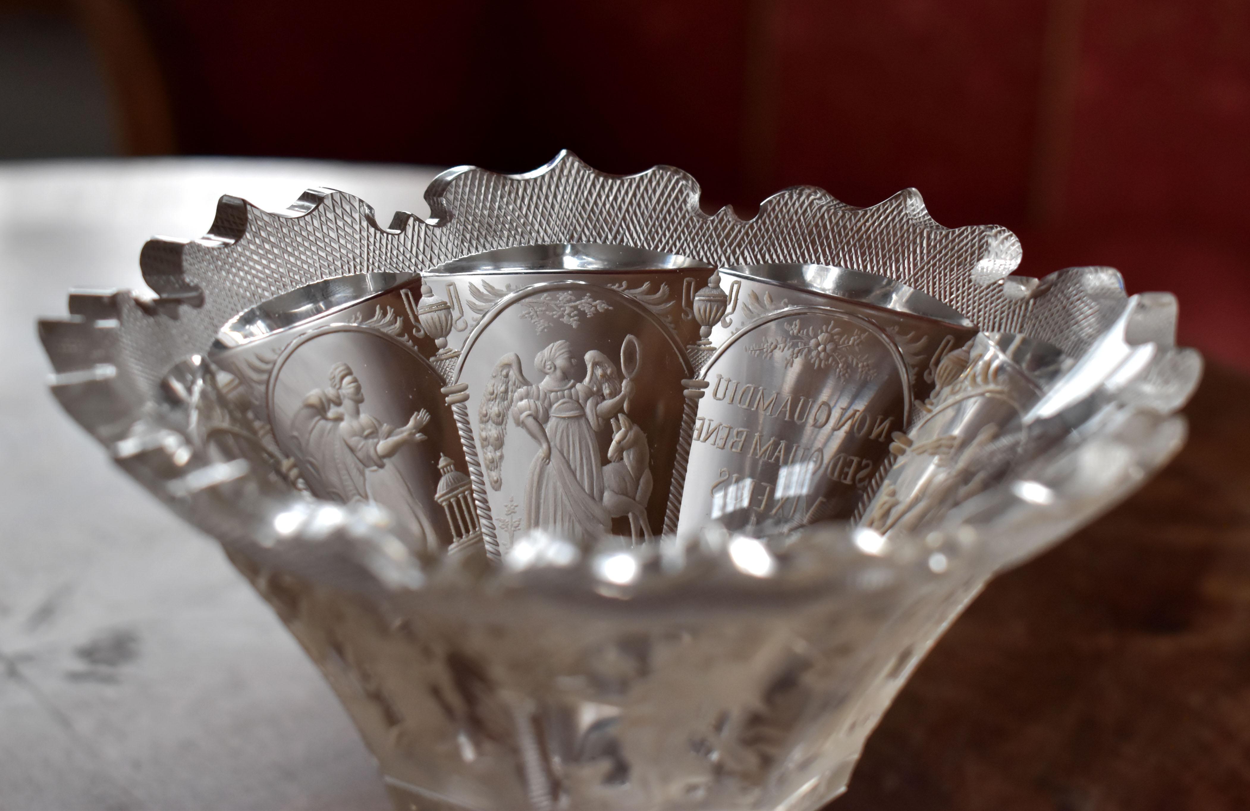 19th Century Antique Engraved Goblet-Seven Deadly Sins, Bohemian Glass 19th century