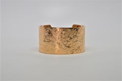 Antique Engraved Gold Wide Cuff Bracelet