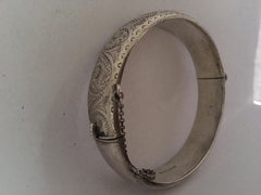 Antique Engraved Hollow Silver Bangle