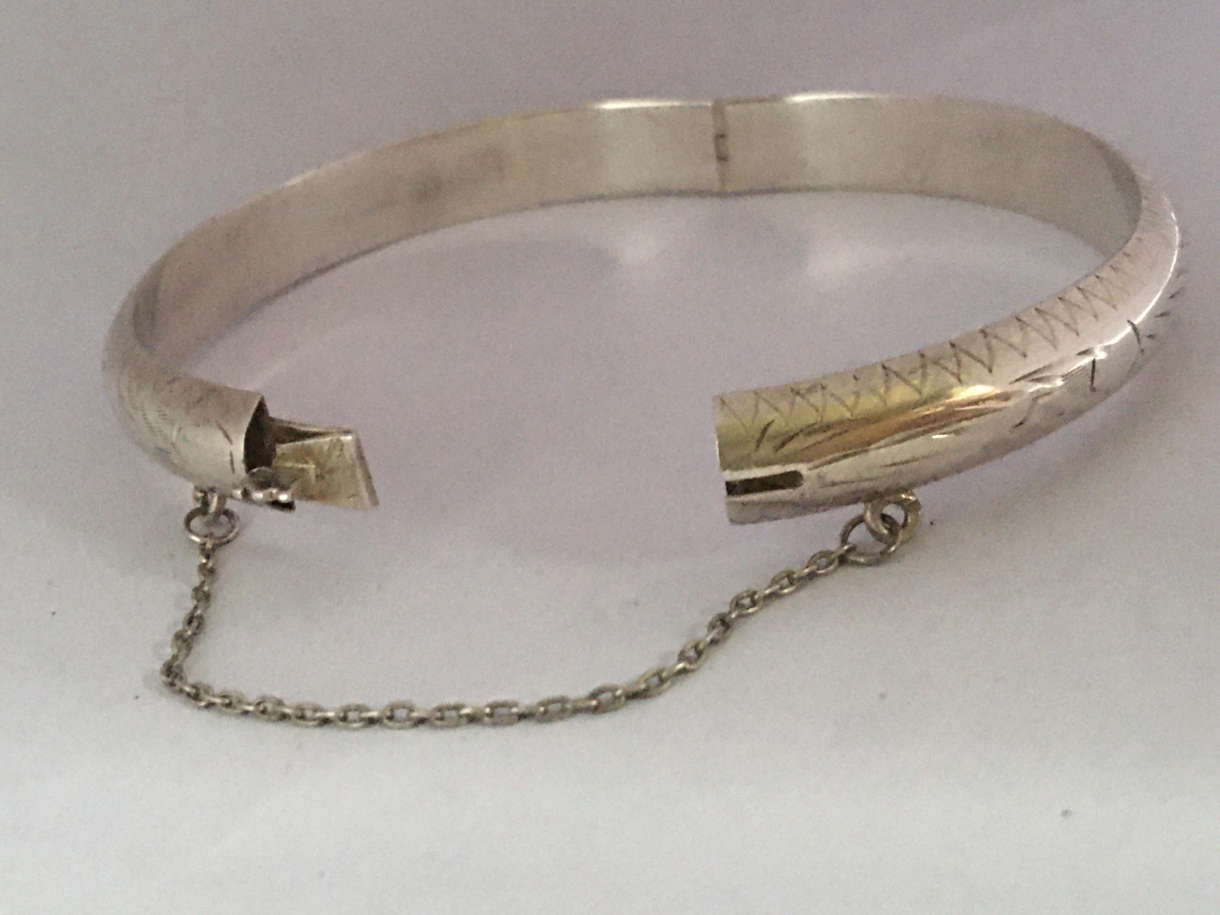engraved silver bangle