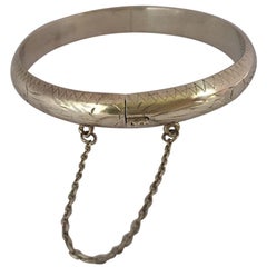 Antique Engraved Hollow Silver Bangle