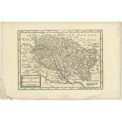 Antique Engraved Map of Hungary and Transylvania or Romania, c.1710