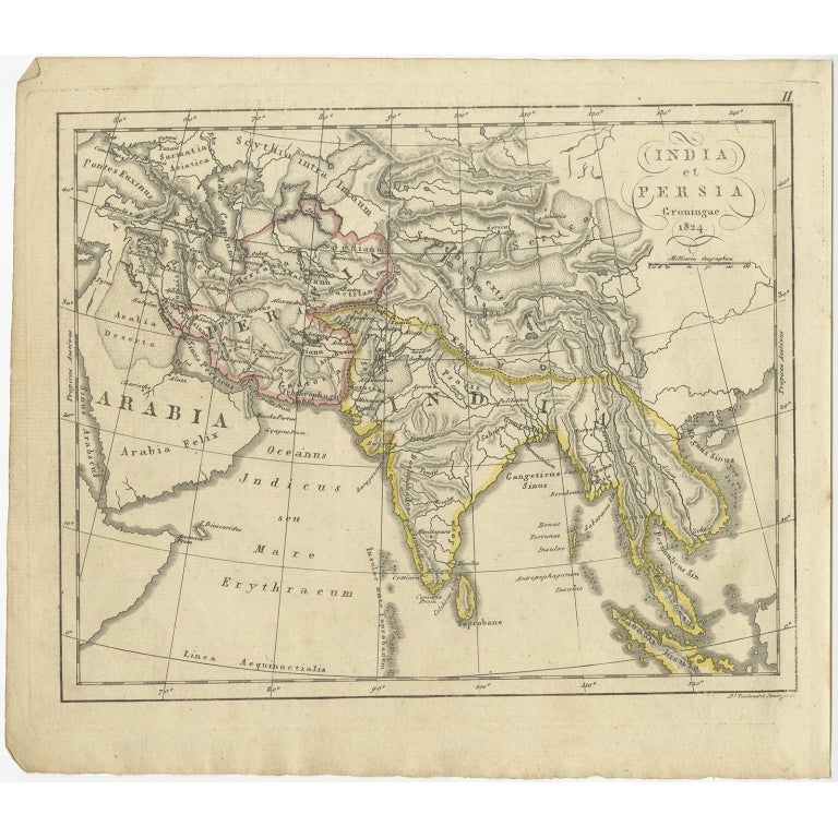 Antique map titled 'India et Persia'. Old map of India and Persia originating from 'Atlas der Oude Wereld'. Artists and Engravers: Published by C. Ph. Funke and W. van Boekeren, Groningen.
Artist: Published by C. Ph. Funke and W. van Boekeren,
