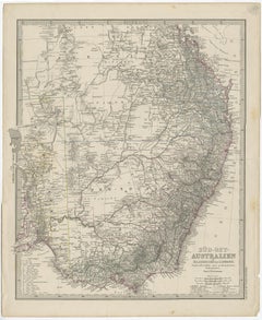 Antique Engraved Map of South East Australia from a German Atlas, 1848