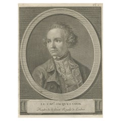 Antique Engraved Portret of Captain James Cook, c.1778