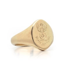 Antiker, gravierter Siegelring, 9-Karat-Gold
