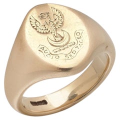 Antiker, gravierter Siegelring, 9-Karat-Gold