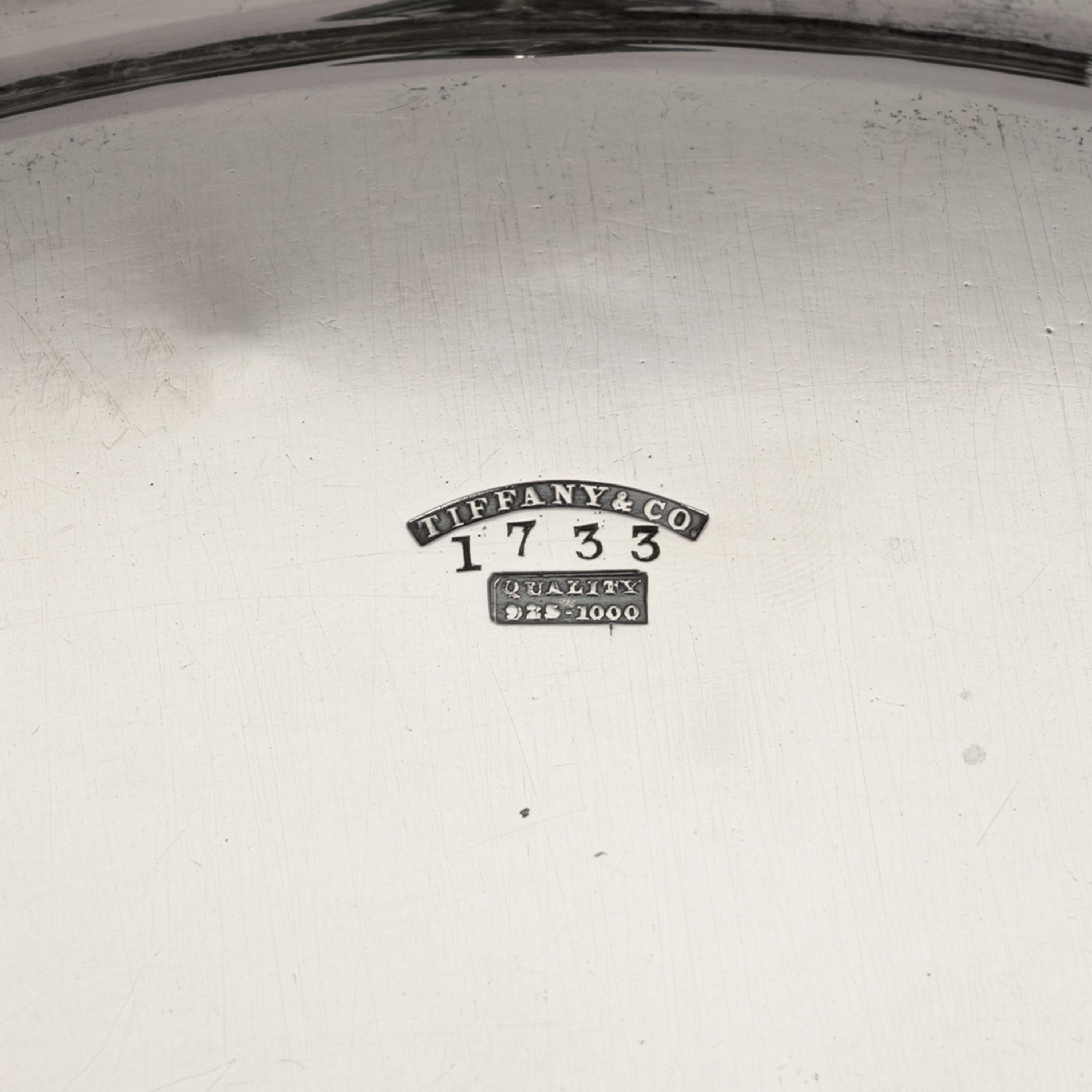 Antique Engraved Sterling Silver Tiffany & Co Footed Salver Tray New York 1870 11