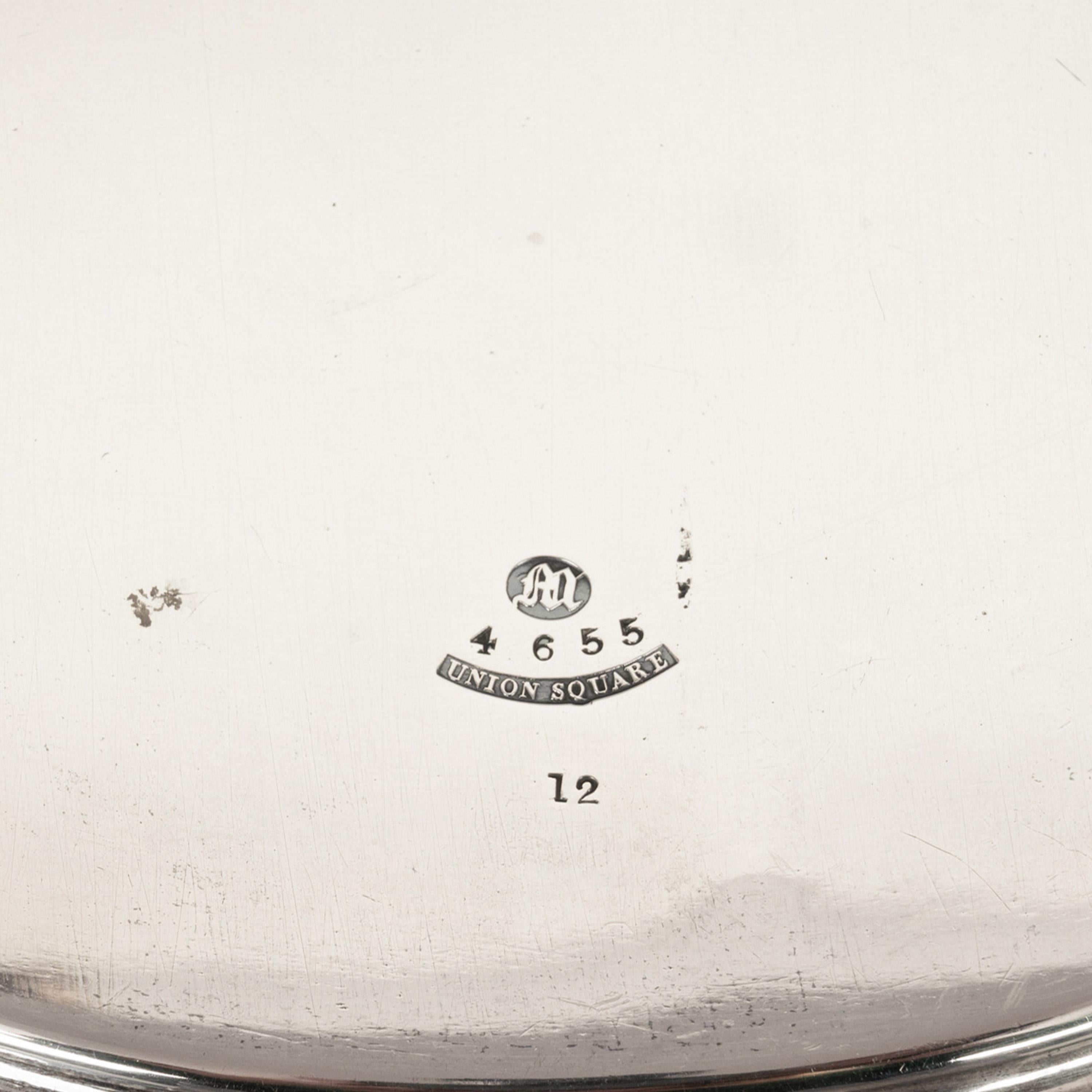 Antique Engraved Sterling Silver Tiffany & Co Footed Salver Tray New York 1870 For Sale 12