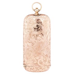 Antico astuccio di Vesta inciso e portamonete sovrano in oro rosa a 9 carati, 1900