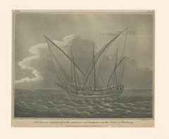 Antique Engraving – Felucca for Commerce on the Barbary Coast, 1802