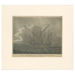 Antique Engraving – Felucca for Commerce on the Barbary Coast, 1802