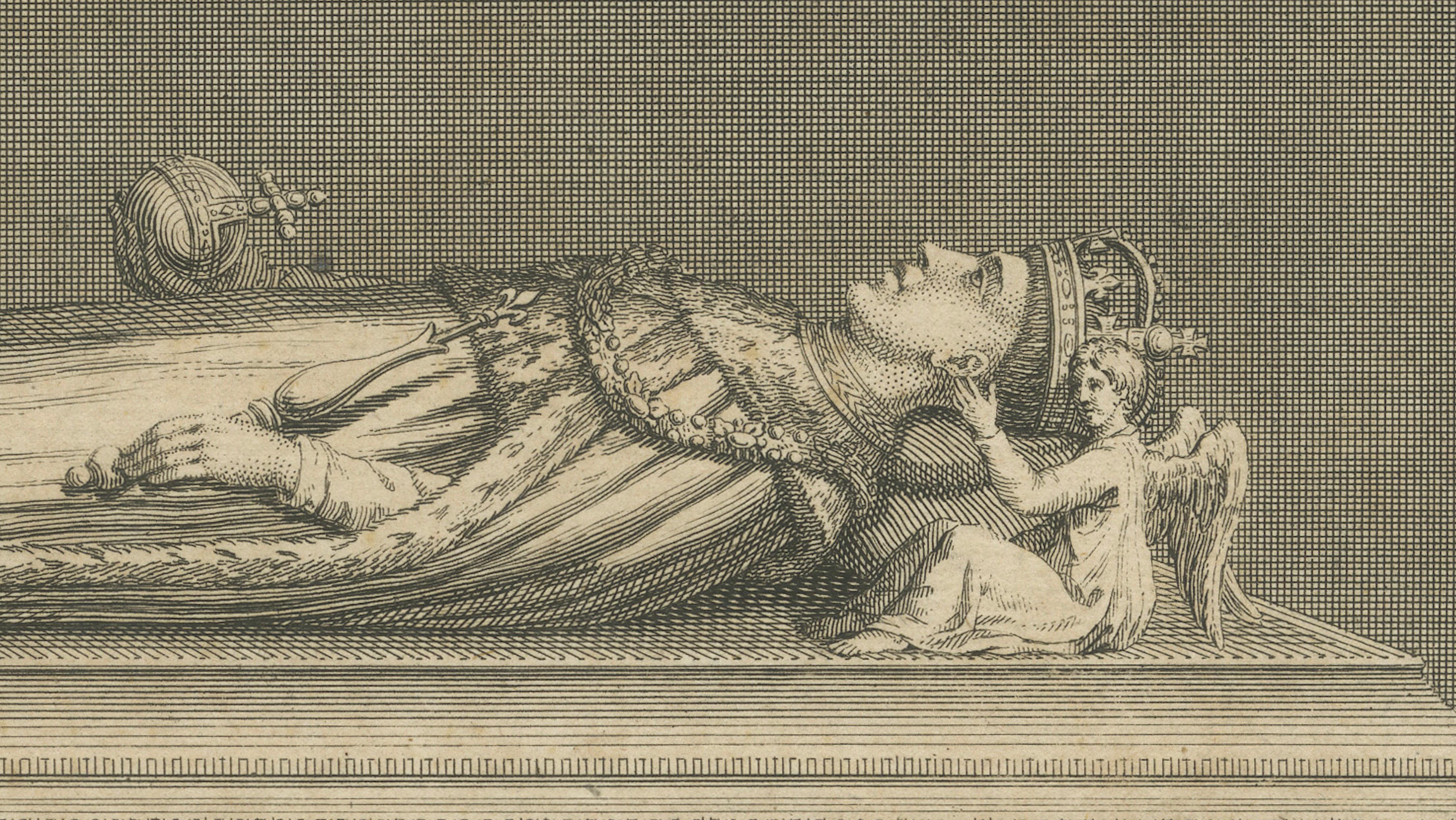 Antique Engraving Henry V Tomb Westminster Abbey – Vertue, c.1735