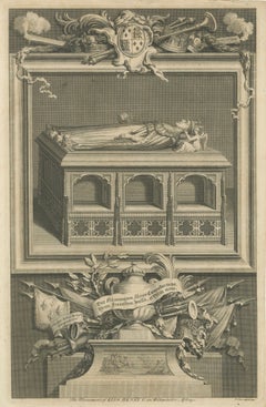 Antique Engraving Henry V Tomb Westminster Abbey – Vertue, c.1735