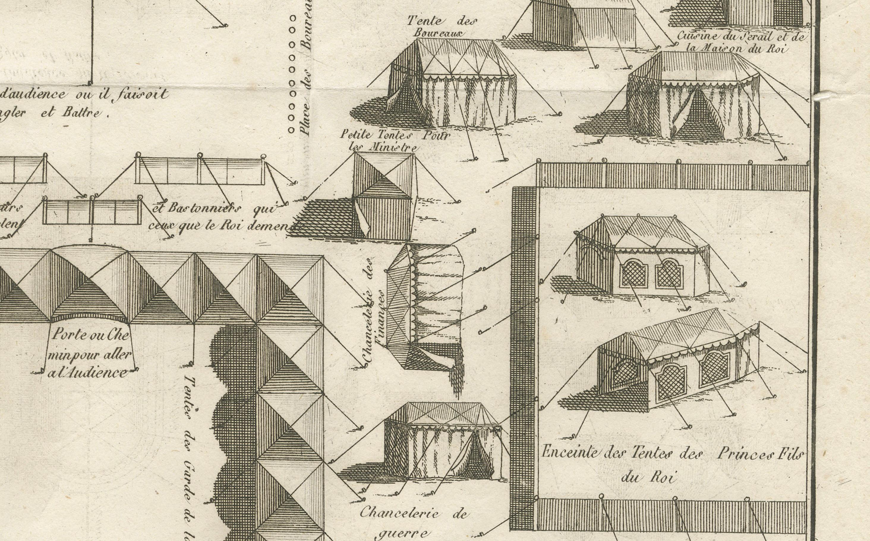 Antiker Kupferstich - Grundriss des Feldlagers des Königs von Persien, 18. Jahrhundert (Papier) im Angebot