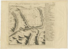 Antique Engraving of a Map or Plan of Jerusalem and Surrounding Mountains, 1773