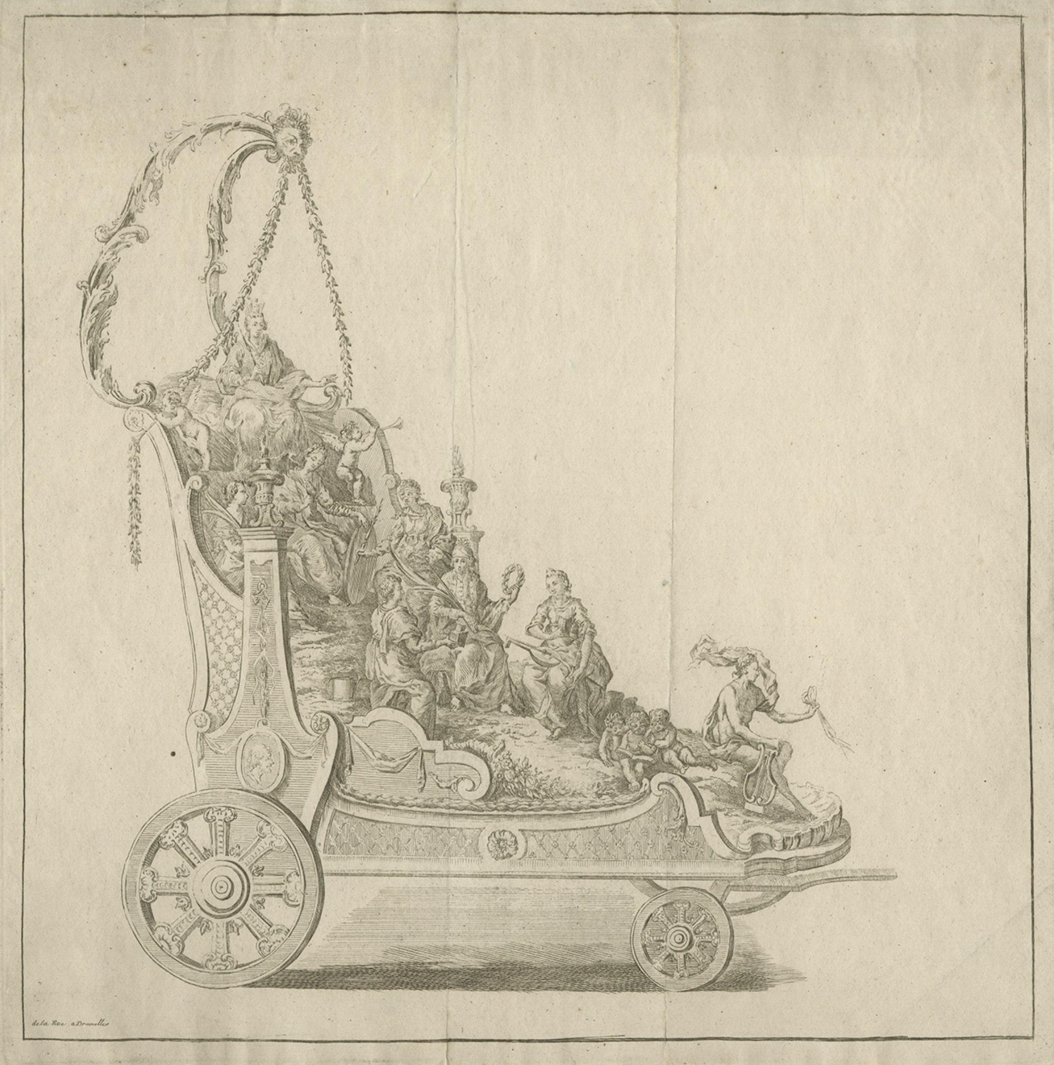 Paper Antique Engraving of a Religious Float for Saint Rumoldus or Rumbold, 1775 For Sale