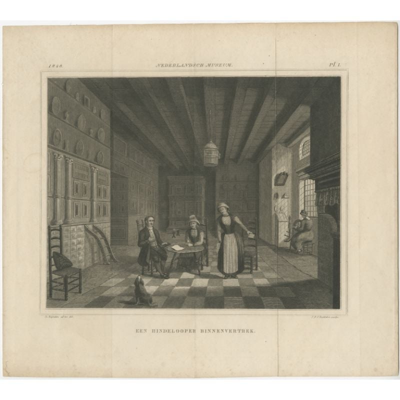 Antike Gravur einer Residenz in Hindelopen, Friesland, Niederlande, 1848 im Zustand „Gut“ im Angebot in Langweer, NL
