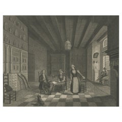Antike Gravur einer Residenz in Hindelopen, Friesland, Niederlande, 1848