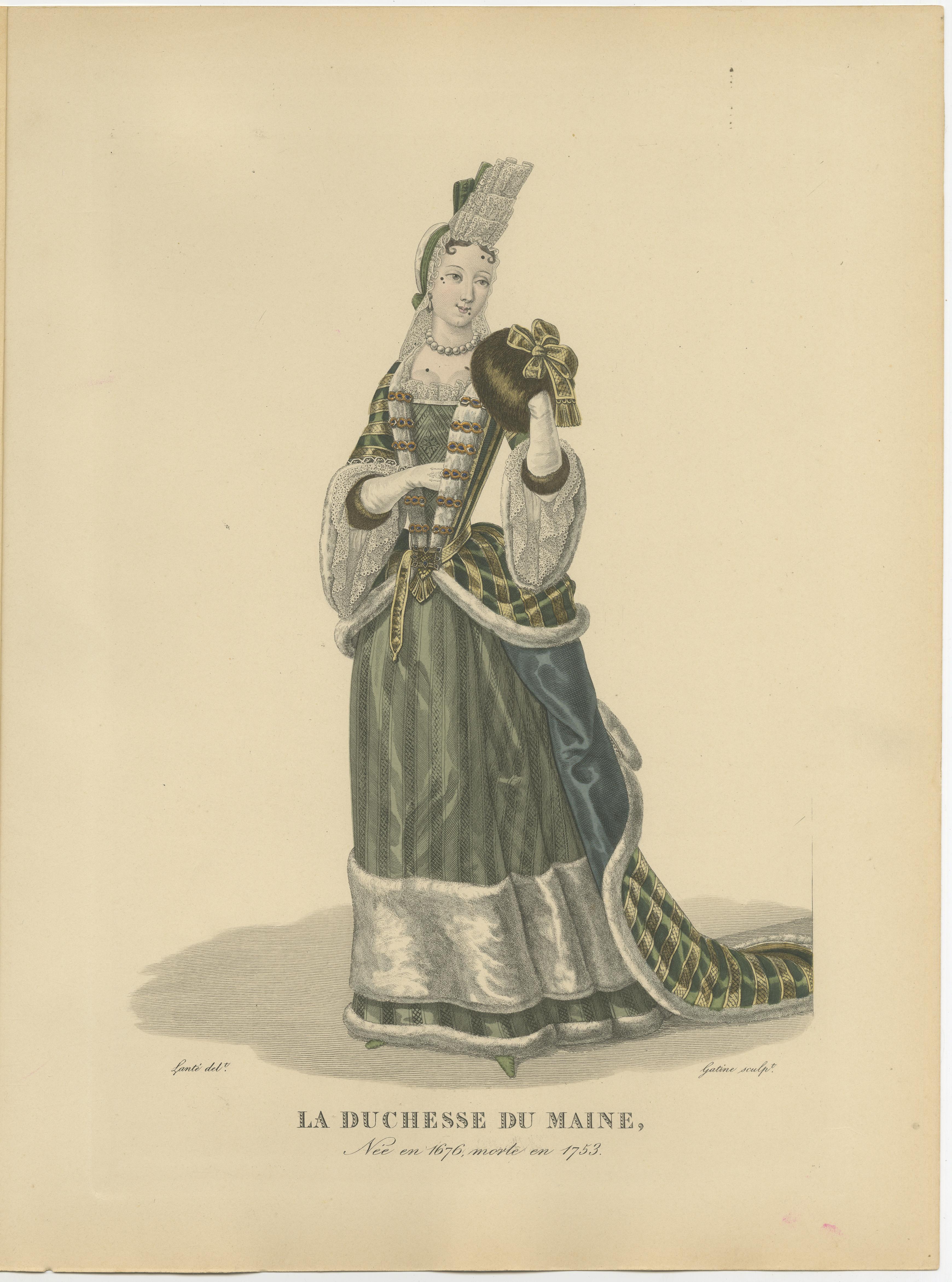 Gravé Gravure ancienne d'Anne Louise Bndicte de Bourbon, duchesse du Maine, 1900 en vente
