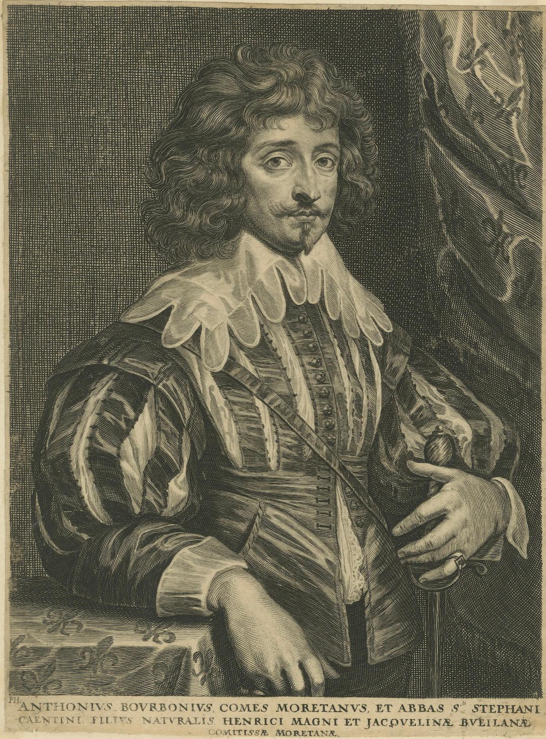 Antiker Kupferstich von Antoine de Bourbon, Graf von Moret, von Pierre Lombart, 1640 (Papier) im Angebot