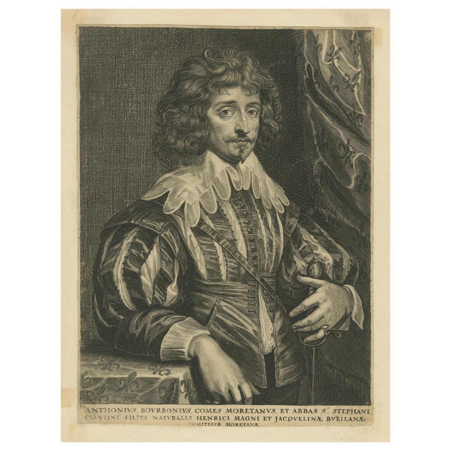 Antiker Kupferstich von Antoine de Bourbon, Graf von Moret, von Pierre Lombart, 1640