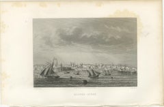 Antique Engraving of Buenos Aires, City and Harbor View, 1867