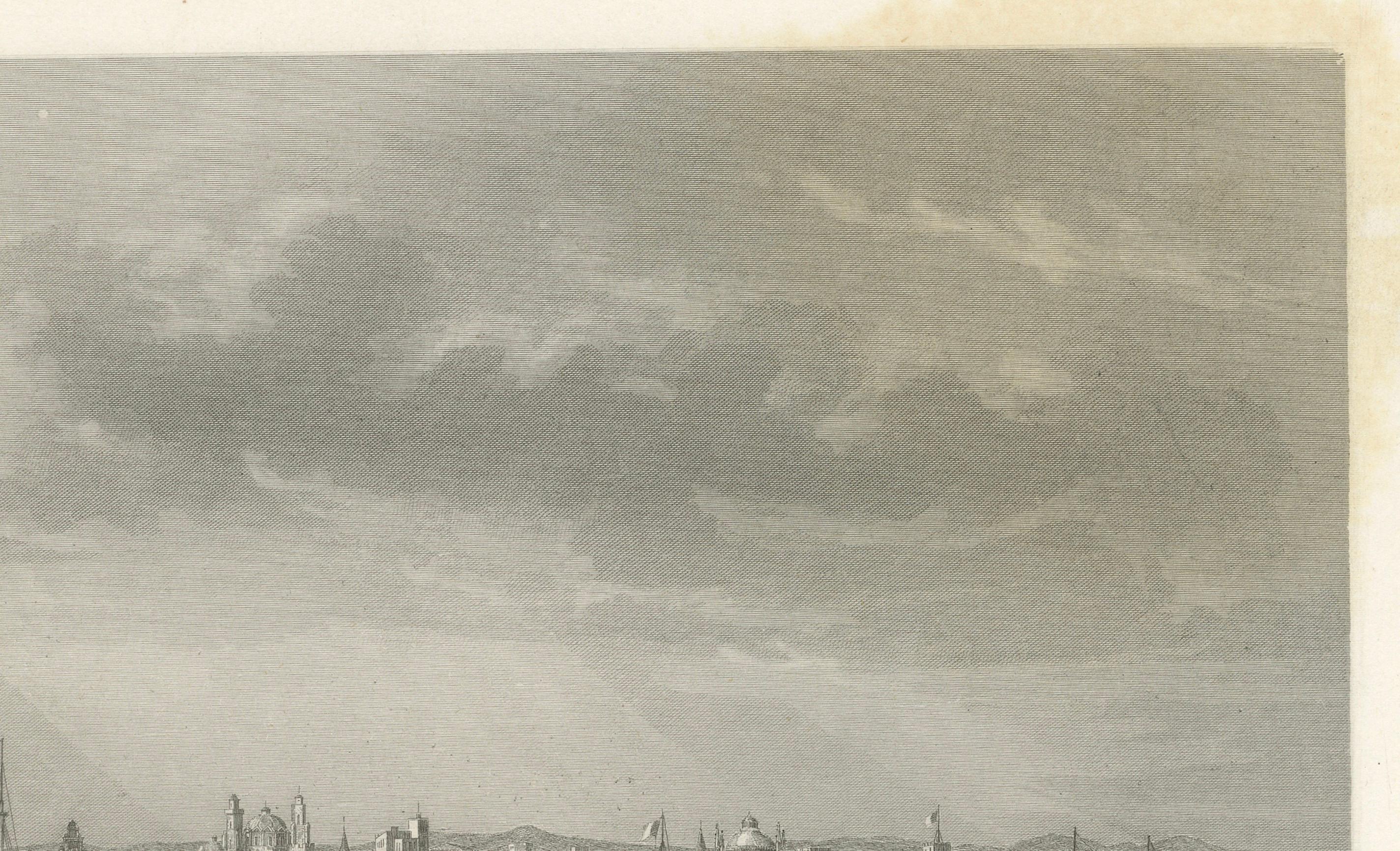 Français Gravure ancienne de Buenos Aires, vue de la ville et du port, 1867 en vente