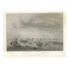 Antique Engraving of Buenos Aires, City and Harbor View, 1867