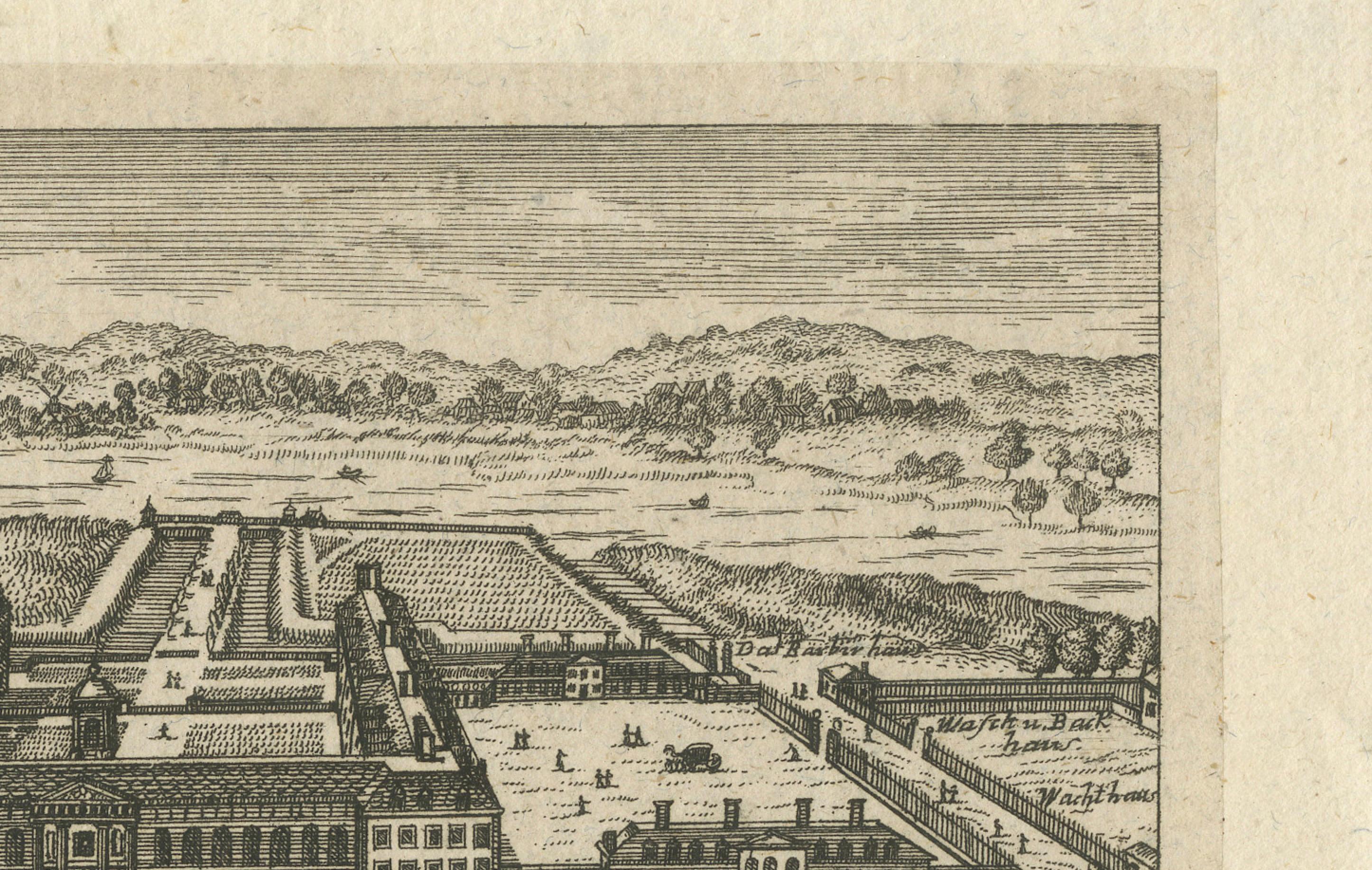 Gravure ancienne du Chelsea College - Début du 18e siècle Vue des jardins à la française

Cette gravure ancienne finement détaillée présente une vue à vol d'oiseau du Chelsea College (aujourd'hui le Royal Hospital Chelsea) à Londres, vue du sud, à