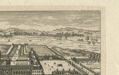 Antique Engraving of Chelsea College – View with Formal Gardens, ca.1705