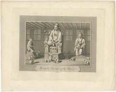 Antique Engraving of Household Divinities, Chinese, Paper, Circa 1808