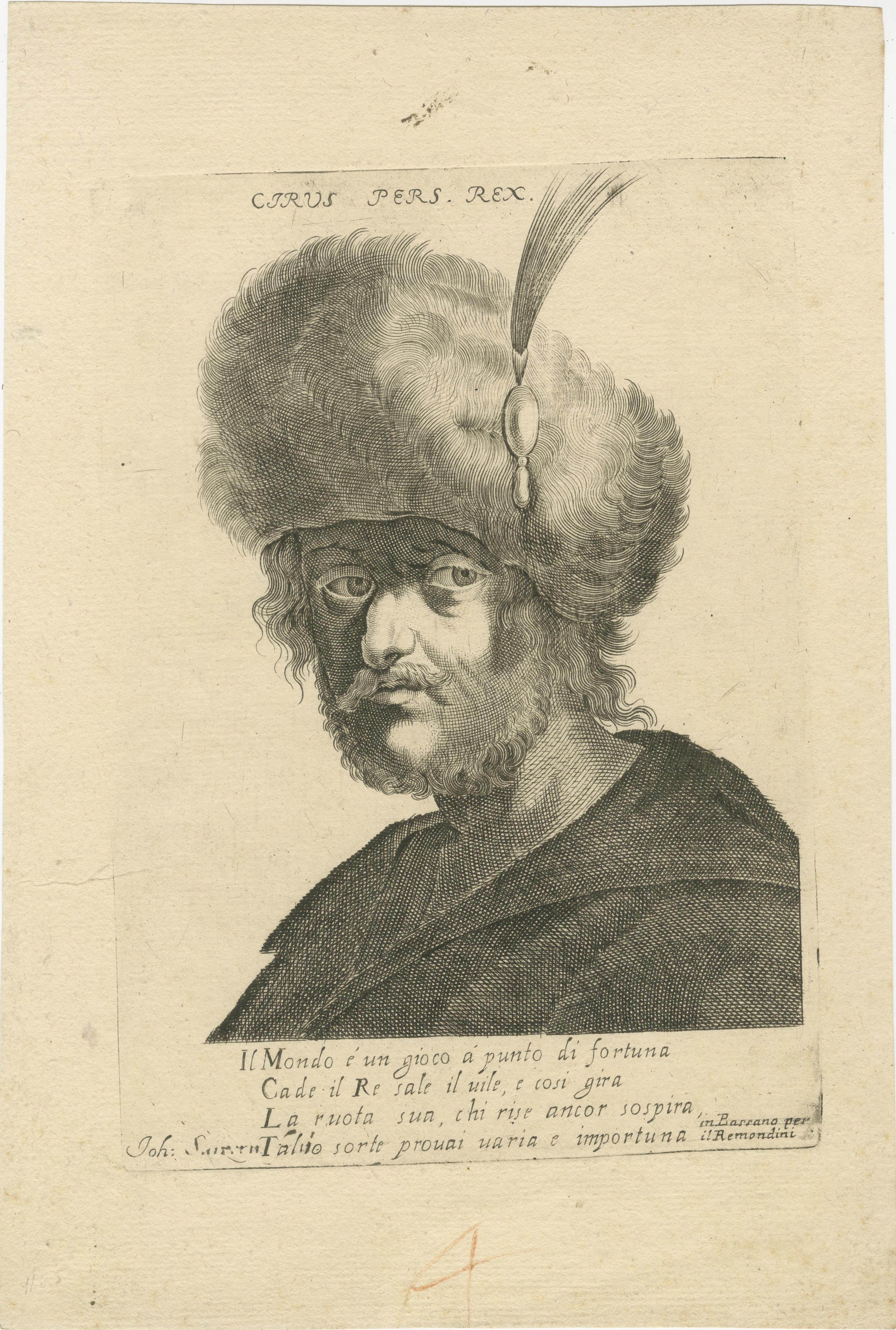 Antiker Stich von Cyrus dem Großen, König von Persien, Remondini, um 1750 (Mitte des 18. Jahrhunderts) im Angebot