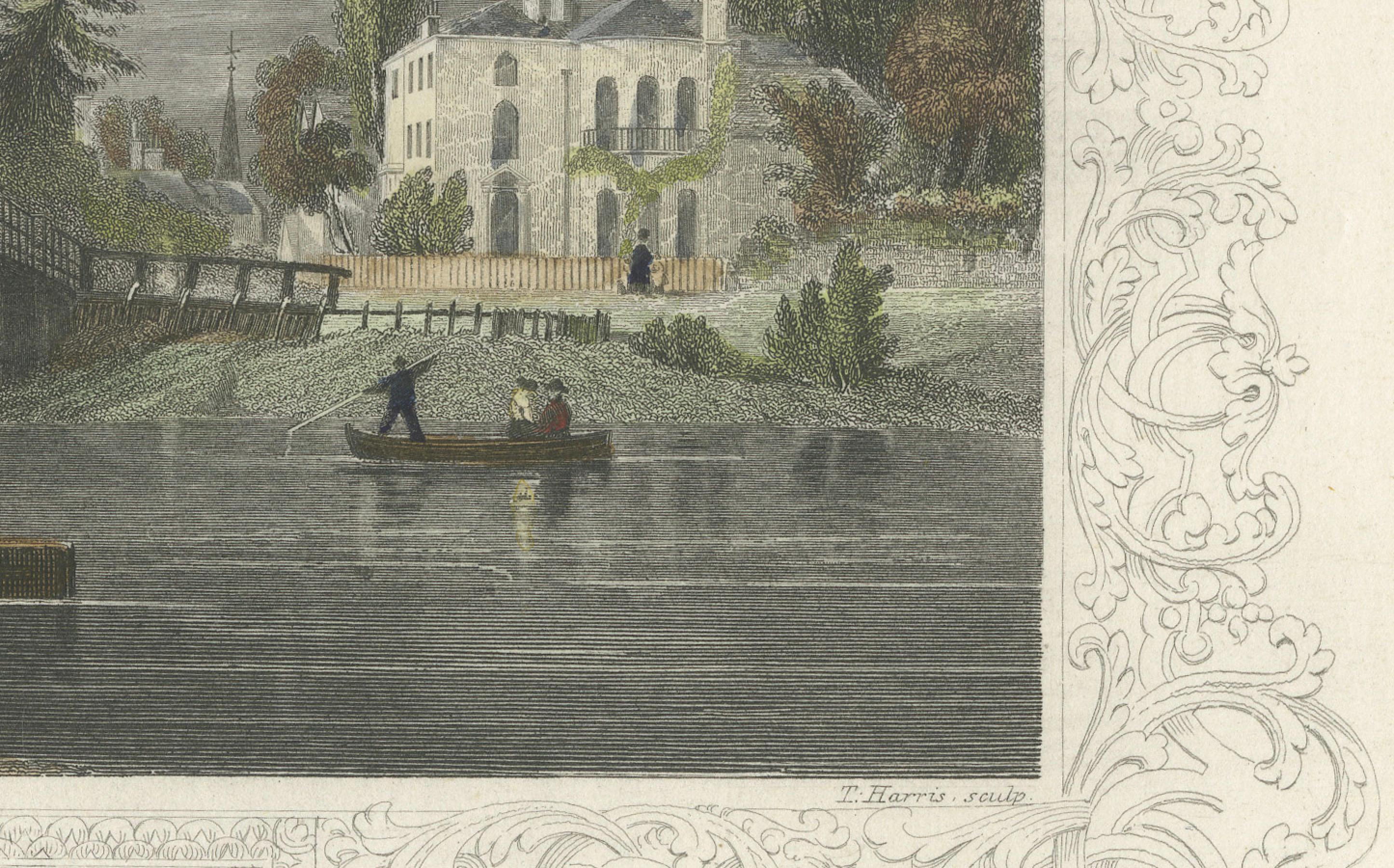 Gravé Gravure ancienne de Datchet Bridge sur la Tamise, Tombleson, C.1832-1834 en vente