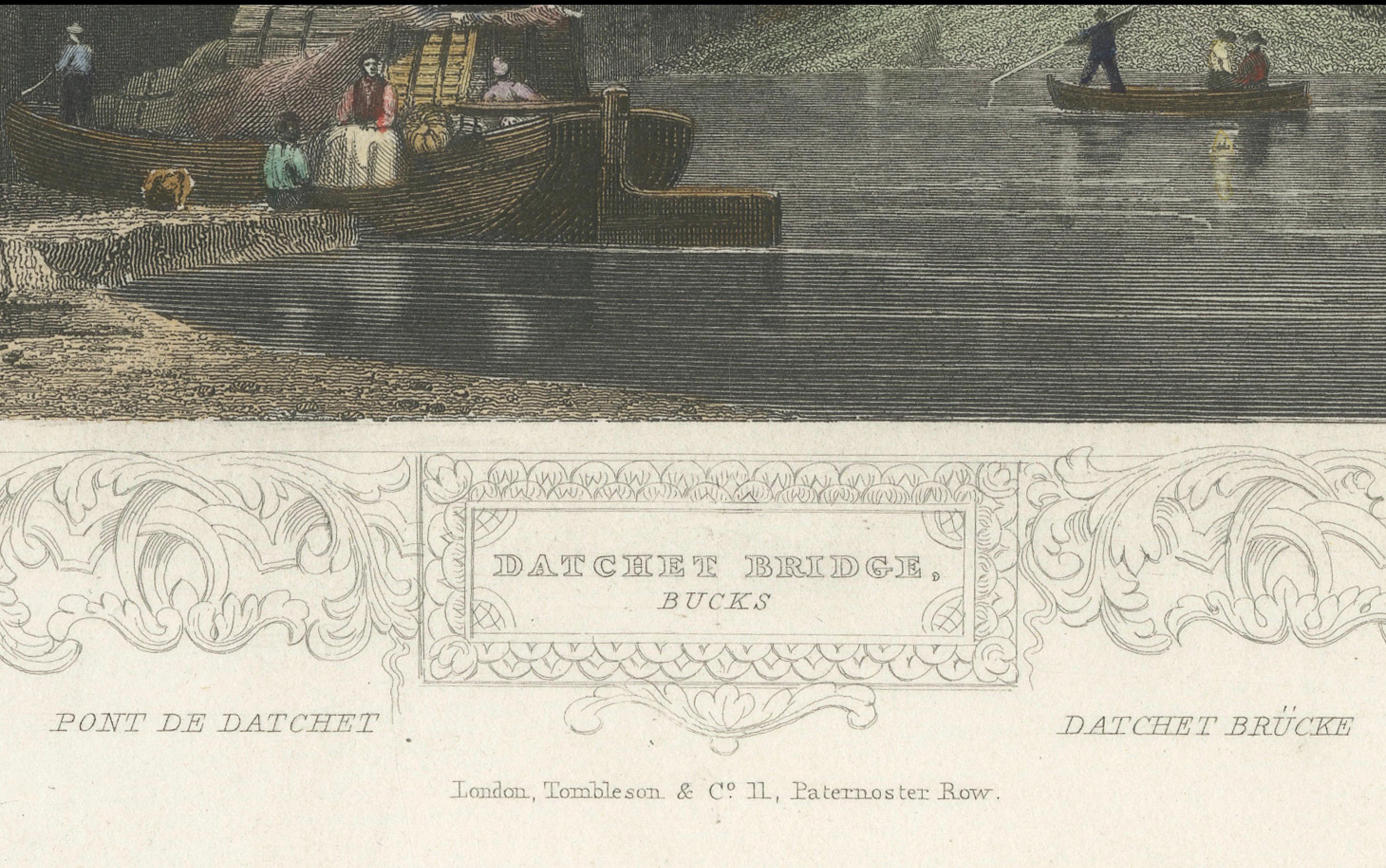 Gravure ancienne de Datchet Bridge sur la Tamise, Tombleson, C.1832-1834 Bon état - En vente à Langweer, NL